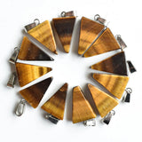 50pcs Tiger Eye Stone Triangle Charms Pendants for Necklace Making