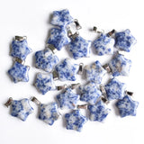 50pcs/lot Natural Sodalite Five Star Charms Pendants for Jewelry Making