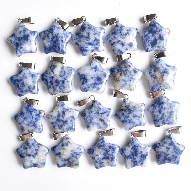 50pcs/lot Natural Sodalite Five Star Charms Pendants for Jewelry Making