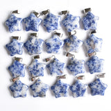 50pcs/lot Natural Sodalite Five Star Charms Pendants for Jewelry Making
