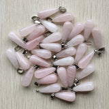 50pcs Pink Natural Stone Long Drop Shape Pendants for Jewelry Making