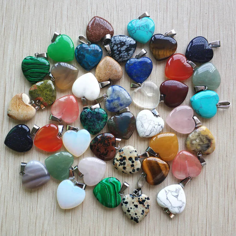 50pcs Assorted Natural Stone Charms Pendants for Jewelry Making