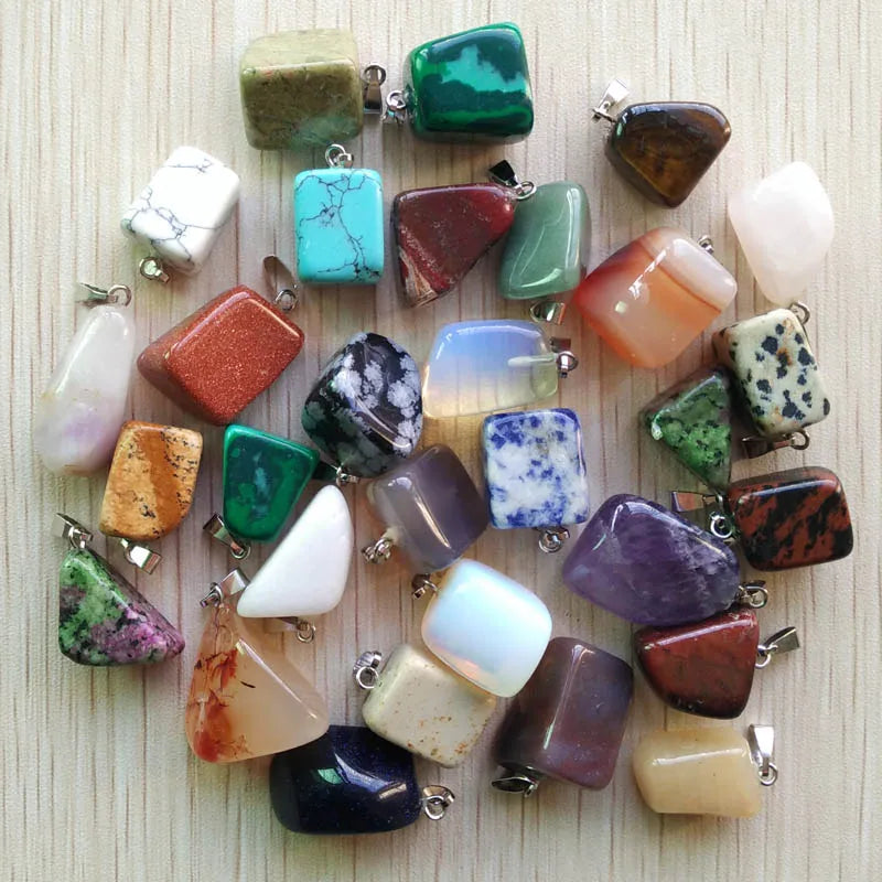 50pcs Natural Stone Mixed Irregular Pendants Charms Jewelry