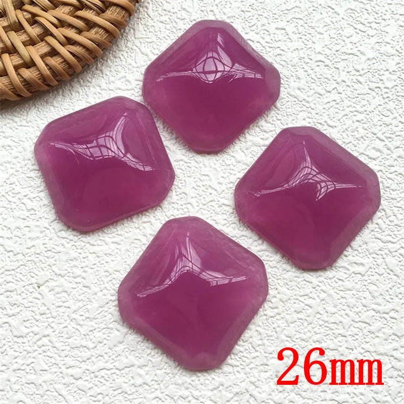 50pcs 26mm Square Resin Flatback Beads DIY Jewelry Earring Accessory