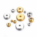 50pcs Stainless Steel Spacer Bead Flat Round Loose Spacer Bead for DIY