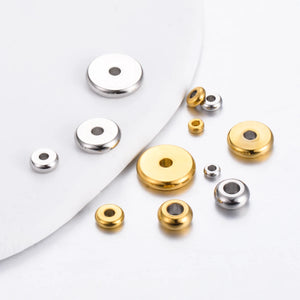 50pcs Stainless Steel Spacer Bead Flat Round Loose Spacer Bead for DIY