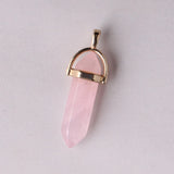 50pcs Rose Quartz Pendulum Healing Reiki 7 Chakra Hexagonal Pointed Necklace