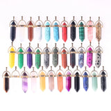 50pcs Rose Quartz Pendulum Healing Reiki 7 Chakra Hexagonal Pointed Necklace