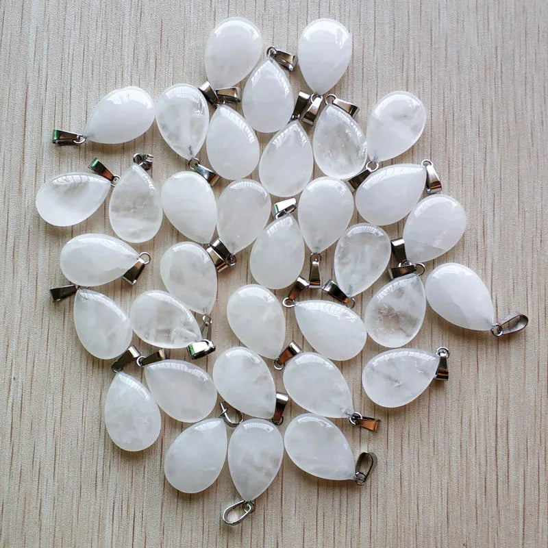 50pcs Natural Crystal Water Drop Charms Pendants for Jewelry Making