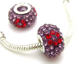 50pcs Mixed Crystal Rhinestone Big Hole Beads Silver Core for Jewelry Making