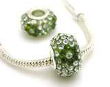 50pcs Mixed Crystal Rhinestone Big Hole Beads Silver Core for Jewelry Making