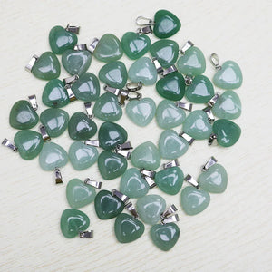 50pcs Green Aventurine Stone Love Heart Pendant DIY Jewelry Making 16mm