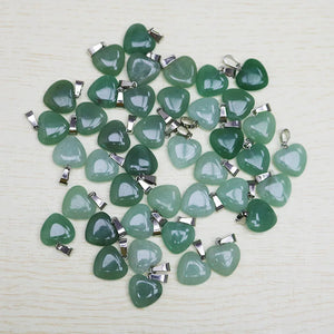 50pcs Green Aventurine Stone Love Heart Pendant DIY Jewelry Making 16mm