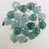 50pcs Green Aventurine Stone Love Heart Pendant DIY Jewelry Making 16mm