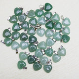 50pcs Green Aventurine Stone Love Heart Pendant DIY Jewelry Making 16mm