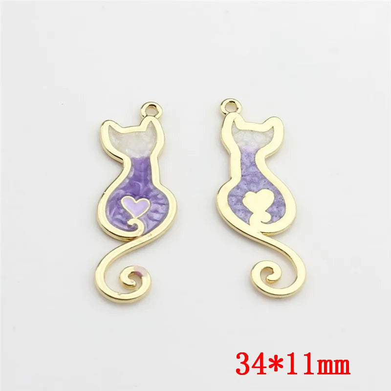 50pcs Alloy Cartoon Cats Floating Locket Charms DIY Jewelry Accessory