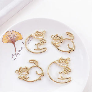 50pcs Cartoon Cats Alloy Floating Locket Charms DIY Jewelry Earring Accessory