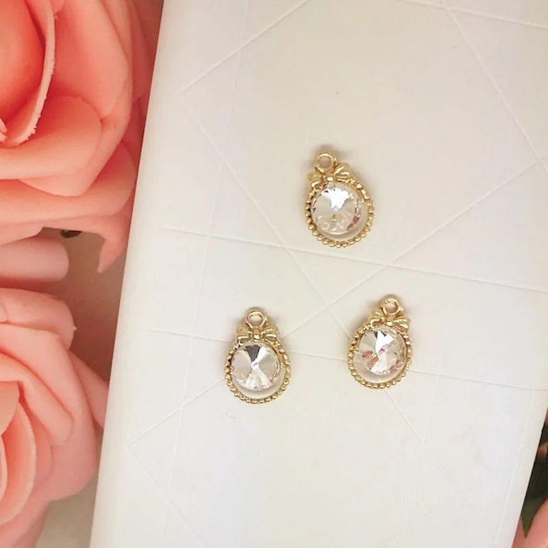50pcs Bowknot Rhinestone Hair Accessories DIY Jewelry 11*15mm