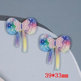 50pcs Flowers Pattern Print Acrylic Beads DIY Jewelry Earring Accessory