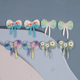 50pcs Flowers Pattern Print Acrylic Beads DIY Jewelry Earring Accessory