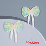50pcs Flowers Pattern Print Acrylic Beads DIY Jewelry Earring Accessory