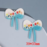 50pcs Flowers Pattern Print Acrylic Beads DIY Jewelry Earring Accessory