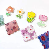 50pcs Flowers Print Acrylic Beads DIY Earring Accessory