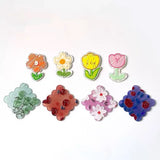 50pcs Flowers Print Acrylic Beads DIY Earring Accessory