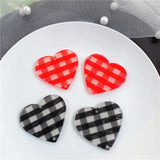 50pcs Lattice Pattern Print Hearts Acrylic Beads DIY Jewelry Earring Accessory