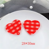 50pcs Lattice Pattern Print Hearts Acrylic Beads DIY Jewelry Earring Accessory