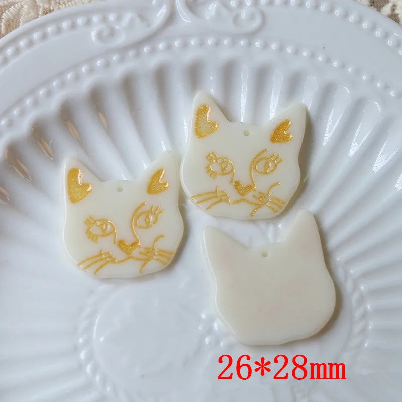 50pcs Cartoon Cats Heads Shape Acrylic Beads DIY Jewelry Earring/Garment Pendant