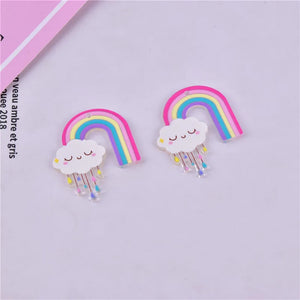50pcs Clouds Rainbow Flowers Acrylic Beads DIY Jewelry Earring Pendant Accessory
