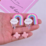 50pcs Clouds Rainbow Flowers Acrylic Beads DIY Jewelry Earring Pendant Accessory