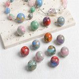 50pcs Resin Beads DIY Jewelry Accessory Geometry Pattern Round Shape