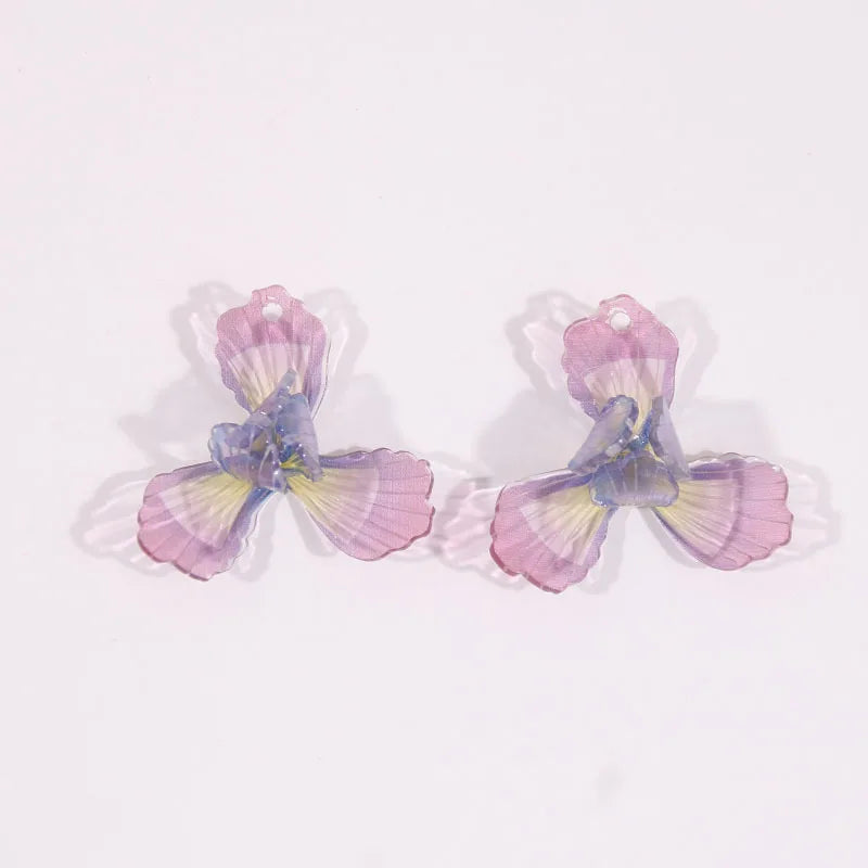 50pcs Cartoon Flowers Acrylic Beads DIY Jewelry Earring Hair Accessory
