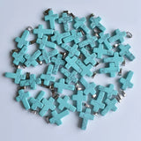 50pcs/lot Fashion Cross Charm Stone Pendants for Necklaces