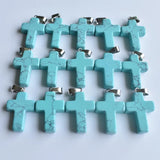 50pcs/lot Fashion Cross Charm Stone Pendants for Necklaces