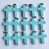 50pcs/lot Fashion Cross Charm Stone Pendants for Necklaces