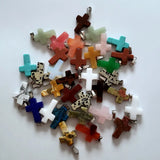 50pcs Cross Natural Stone Pendants for Jewelry Making Charms