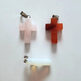 50pcs Cross Natural Stone Pendants for Jewelry Making Charms