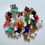 50pcs Cross Natural Stone Pendants for Jewelry Making Charms