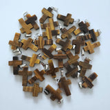 50pcs Cross Natural Stone Pendants for Jewelry Making Charms