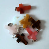 50pcs Cross Natural Stone Pendants for Jewelry Making Charms