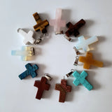 50pcs Cross Natural Stone Pendants for Jewelry Making Charms