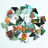 50pcs Natural Stone Mixed Triangle Charms Pendants DIY Necklace Making
