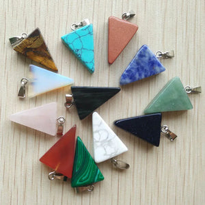 50pcs Natural Stone Mixed Triangle Charms Pendants for DIY Necklace Making