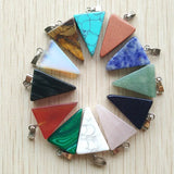 50pcs Natural Stone Mixed Triangle Charms Pendants for DIY Necklace Making
