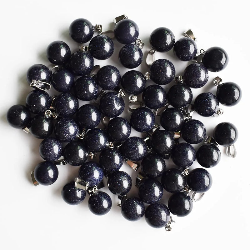 50pcs Sand Stone Ball Pendants 14mm Jewelry Making Accessories