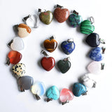50pcs Natural Stone Heart Charms Pendants 16mm Jewelry Making