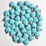 50pcs Natural Stone Heart Charms Pendants 16mm Jewelry Making